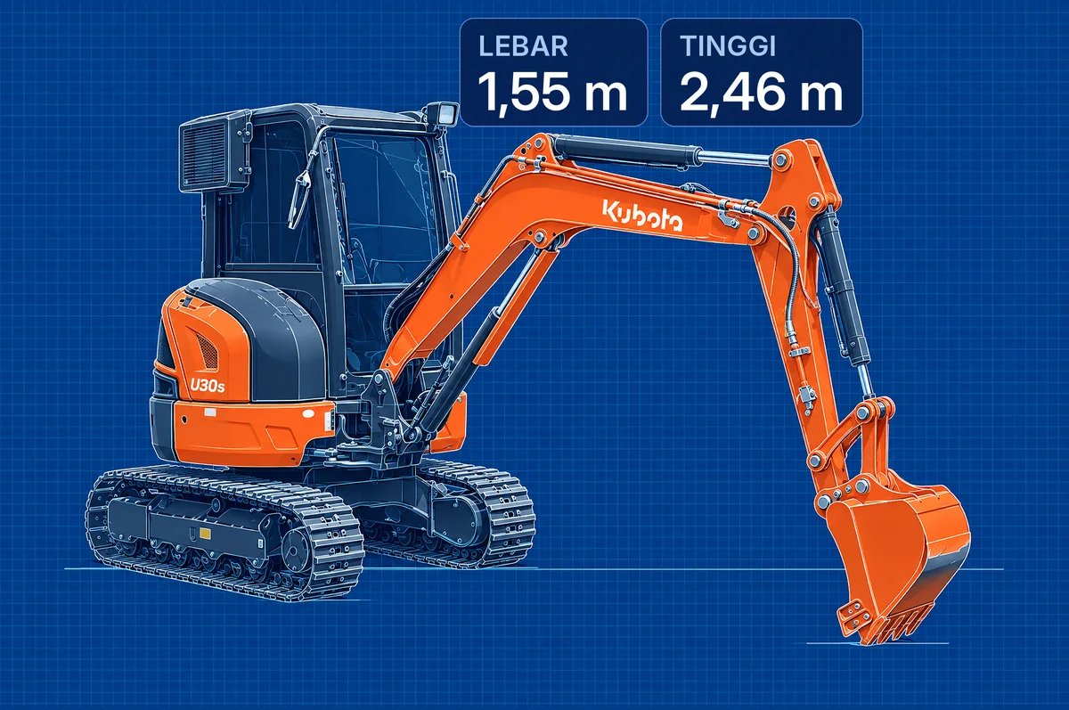 Sewa mini excavator Kubota U30 3 ton – alat berat lahan sempit JKR Bali