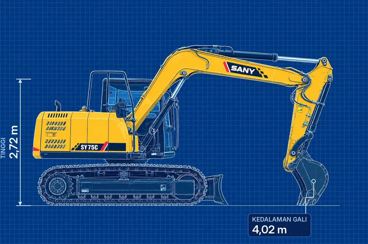 Sewa excavator SANY SY75C 7 ton – alat berat Jiwa Karya Rental Bali
