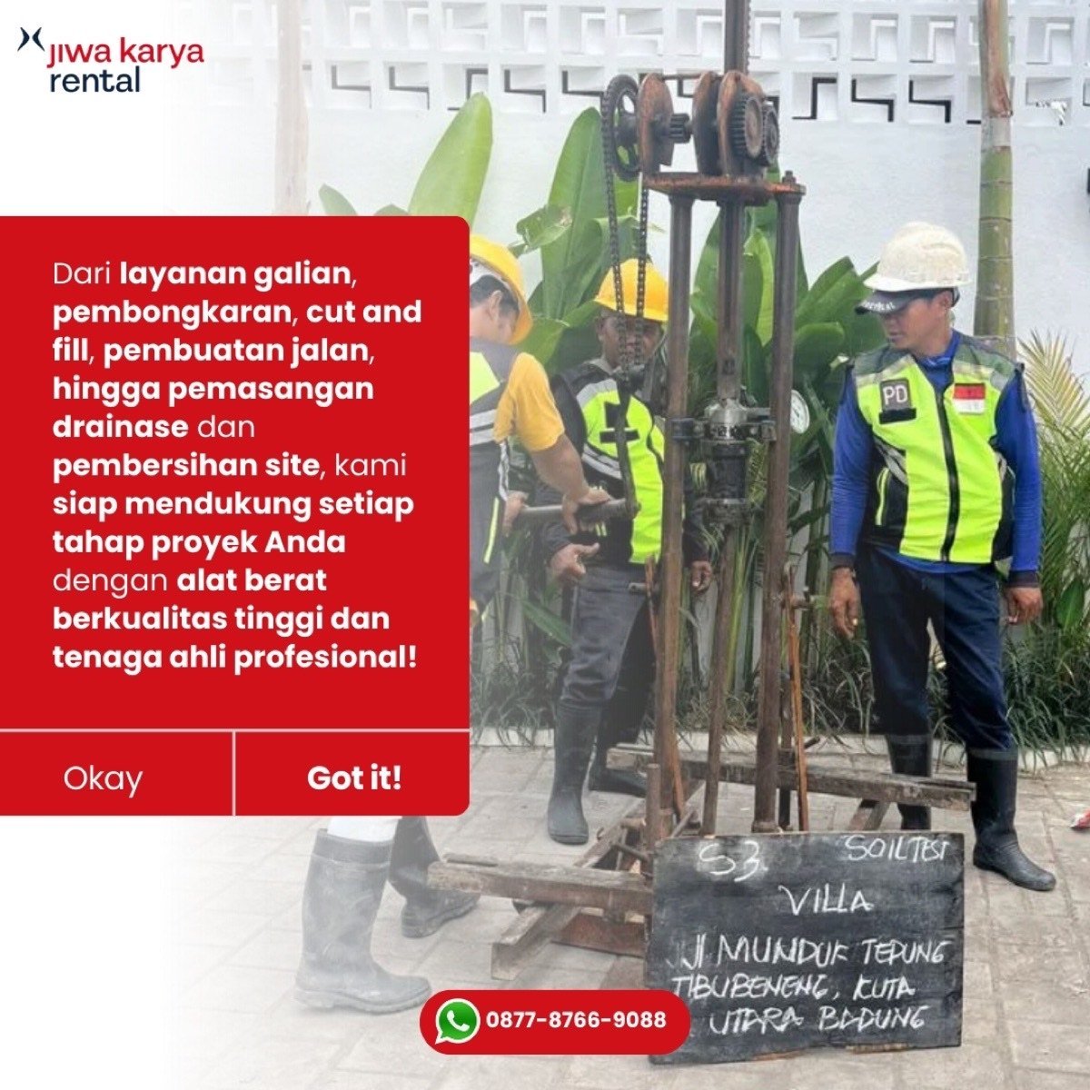 Excavator JKR bekerja di lokasi konstruksi Bali
